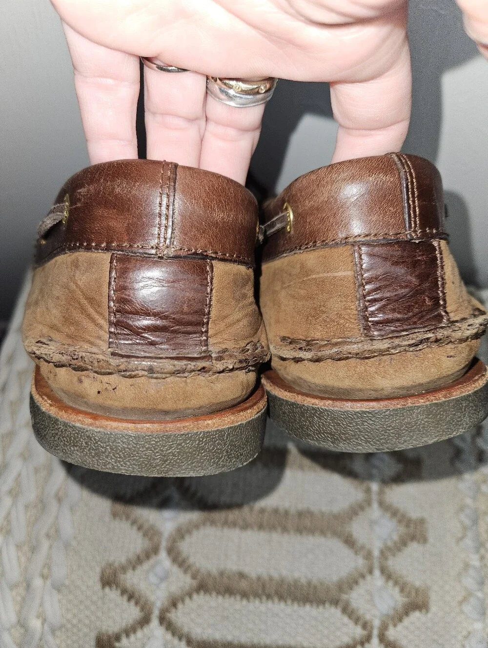 Men's Brown Two-Tone Leather & Suede Boat Shoes Sperry Topsider Size 13